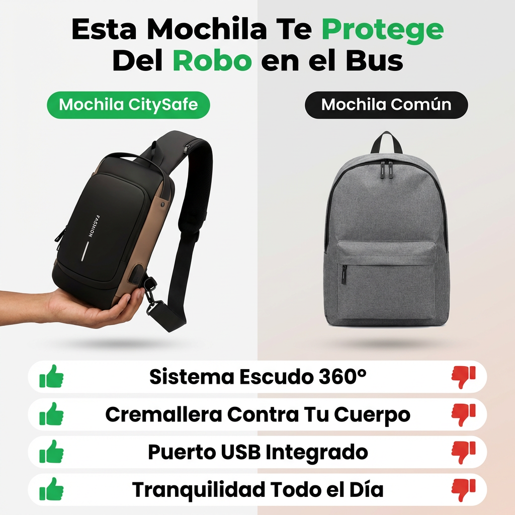 Mochila CitySafe: Bolso Anti-robo con USB