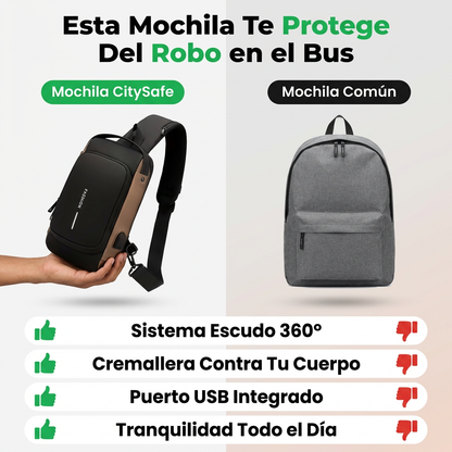 Mochila CitySafe: Bolso Anti-robo con USB